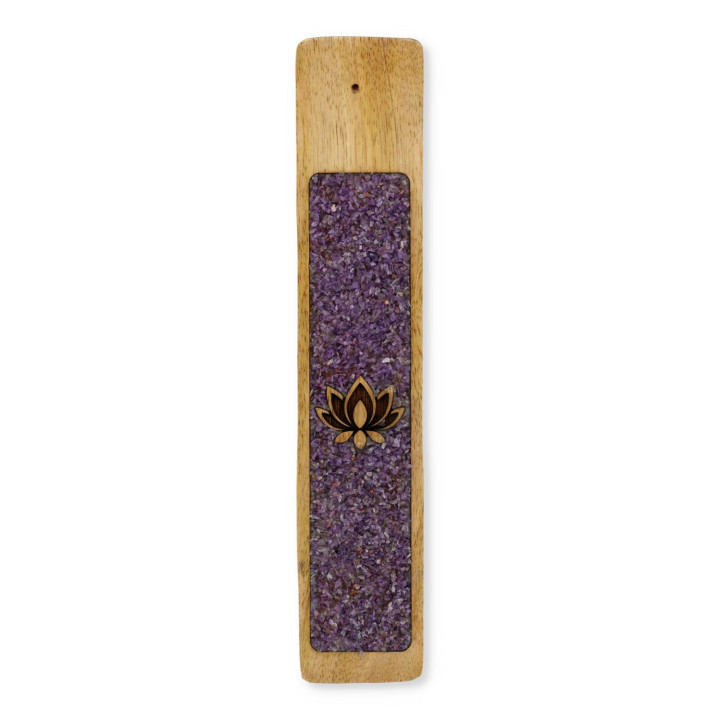 Porte-encens Lotus améthyste bois de manguier