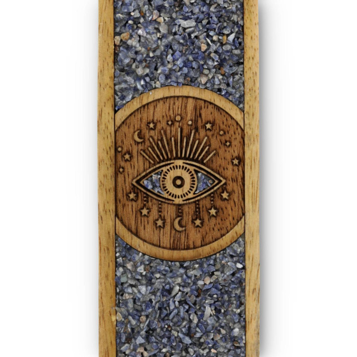 Porte-encens Œil spirituel sodalite bois de manguier