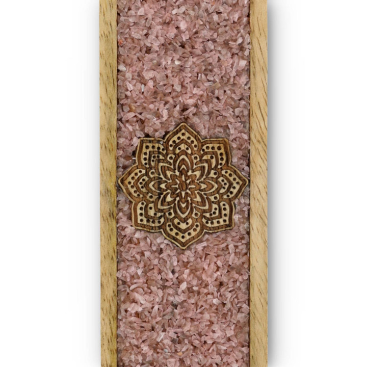 Porte-encens Mandala quartz rose bois de manguier