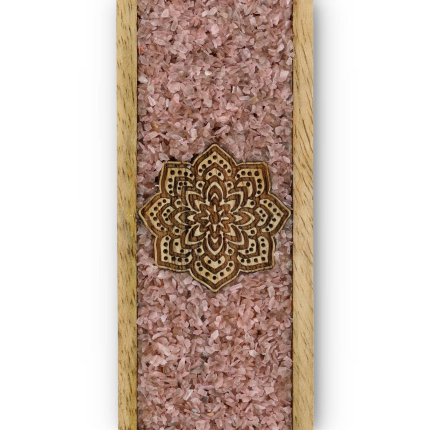 Porte-encens Mandala quartz rose bois de manguier