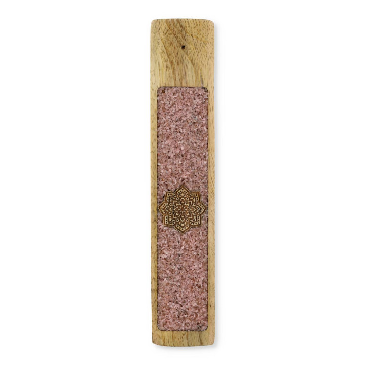 Porte-encens Mandala quartz rose bois de manguier