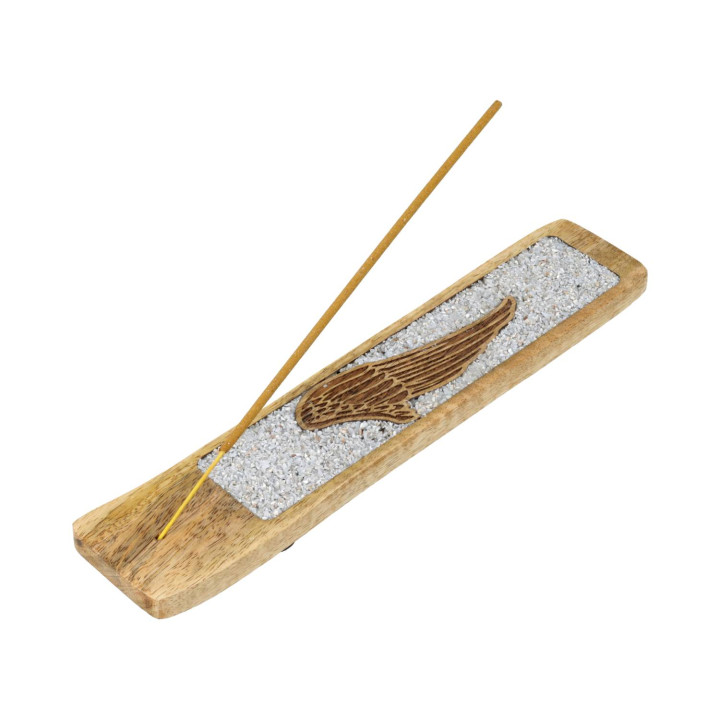 Porte-encens Ailes d’ange angélite bois de manguier