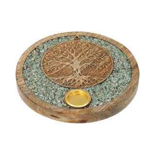 Porte-cône d’encens Arbre de vie amazonite bois de manguier