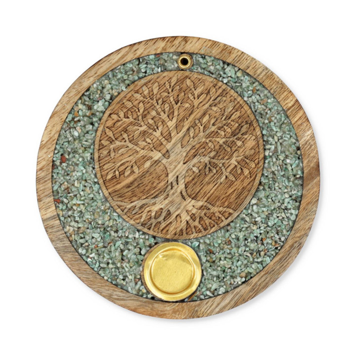 Porte-cône d’encens Arbre de vie amazonite bois de manguier