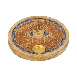 Porte-cône d’encens Œil spirituel sodalite bois de manguier