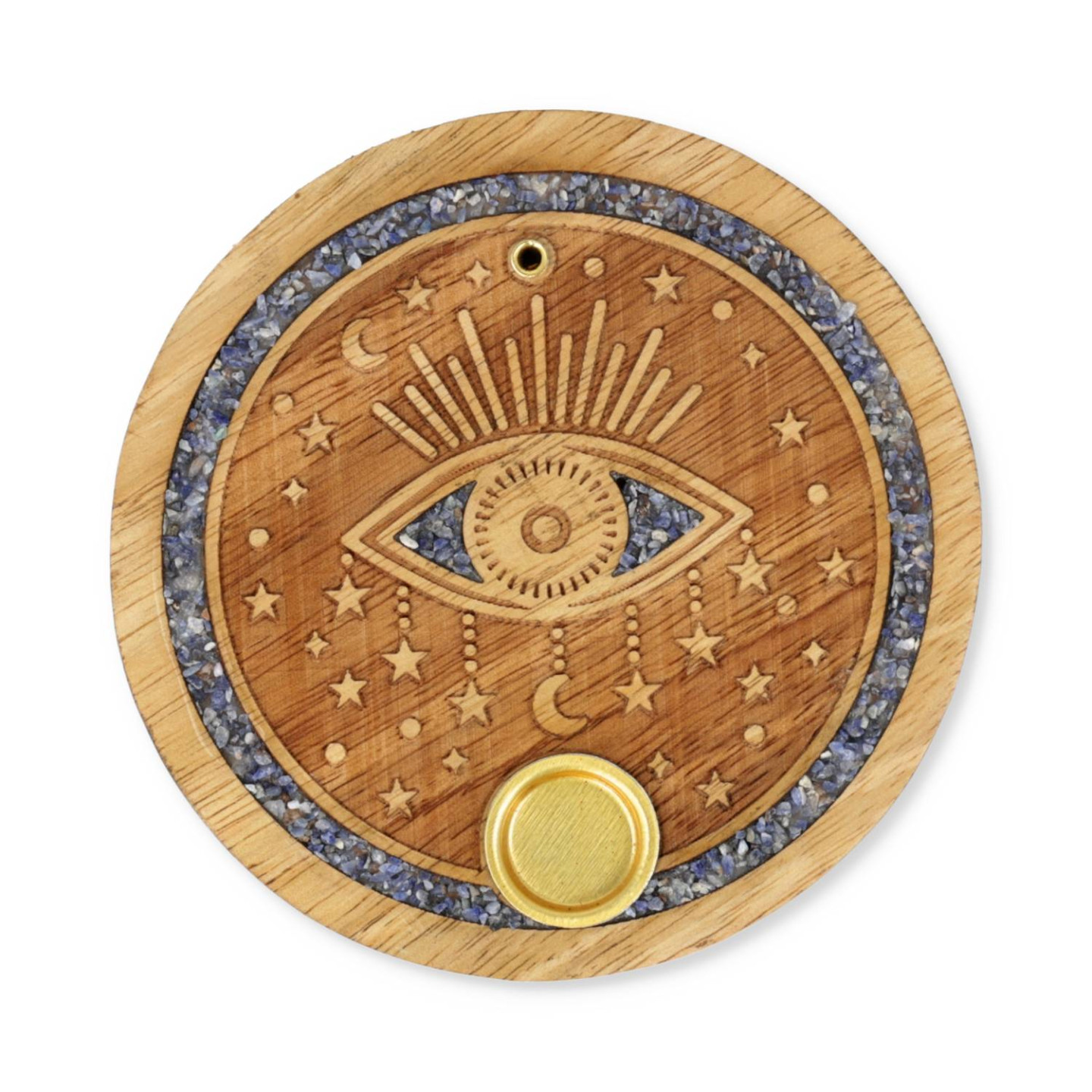 Porte-cône d’encens Œil spirituel sodalite bois de manguier
