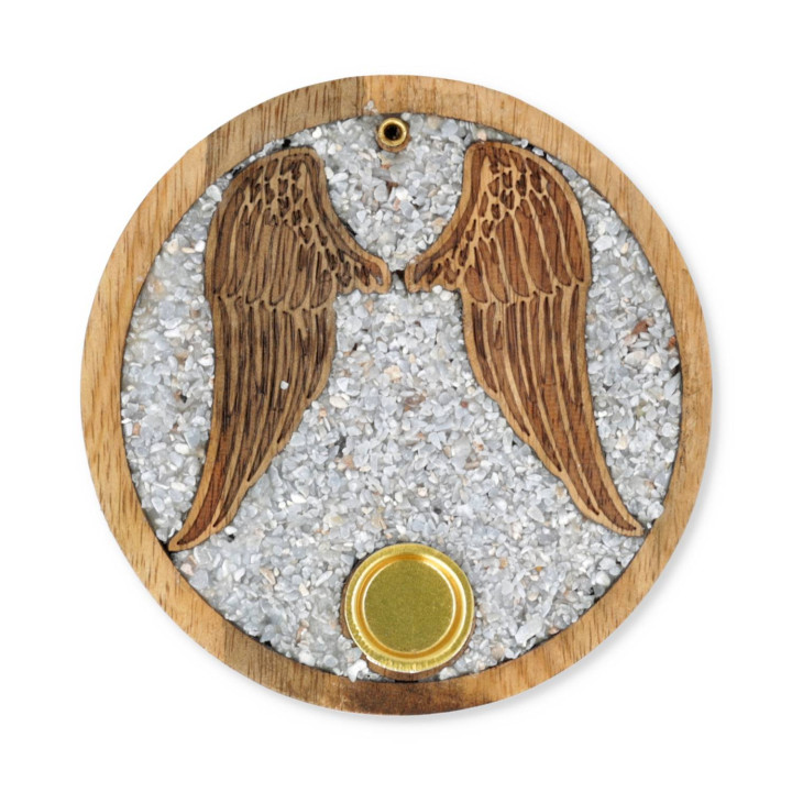 Porte-cône d’encens Ailes d’ange angélite bois de manguier