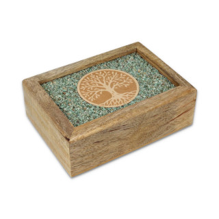 Boîte à bijoux tarot Arbre de vie amazonite bois de manguier