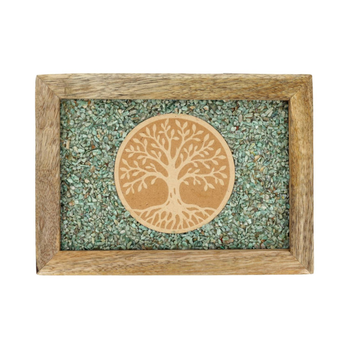 Boîte à bijoux tarot Arbre de vie amazonite bois de manguier