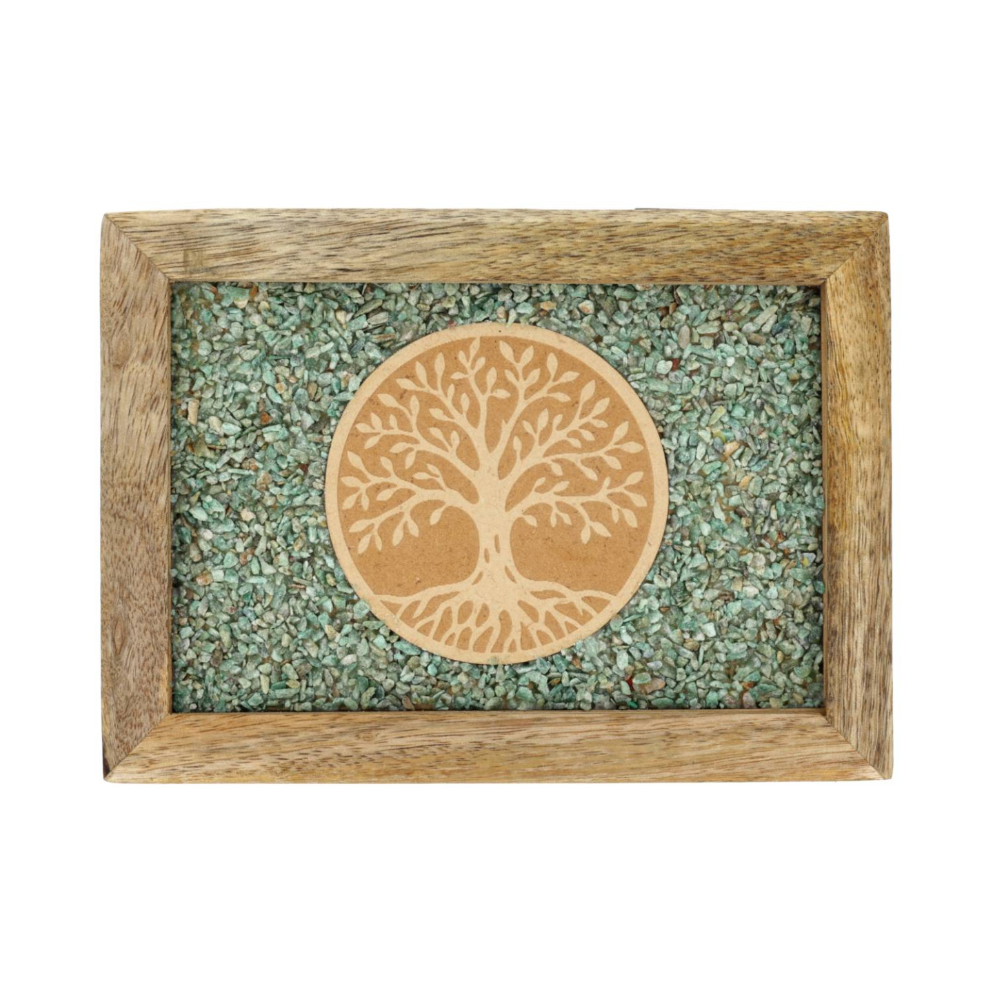 Boîte à bijoux tarot Arbre de vie amazonite bois de manguier