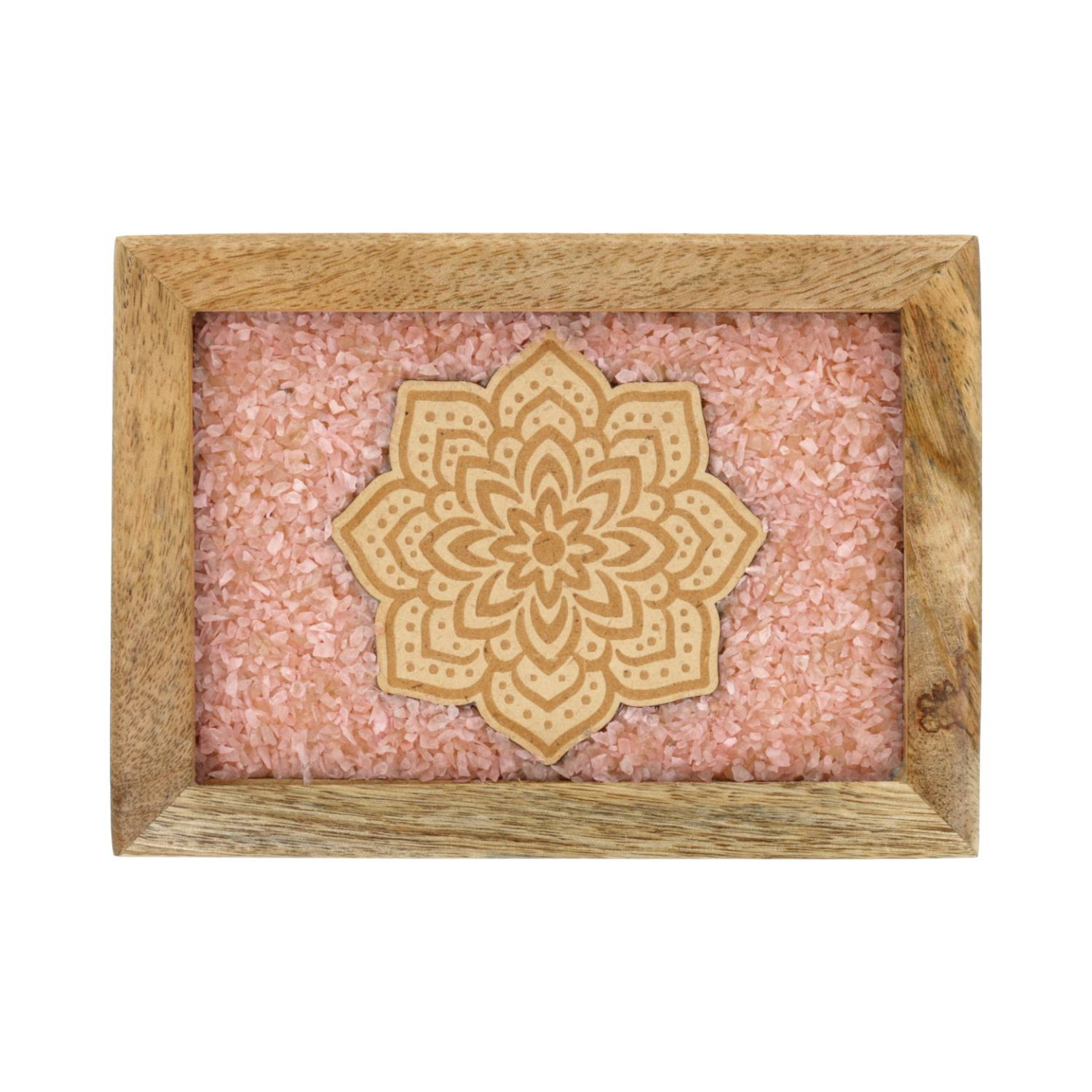 Boîte à bijoux tarot Mandala quartz rose bois de manguier