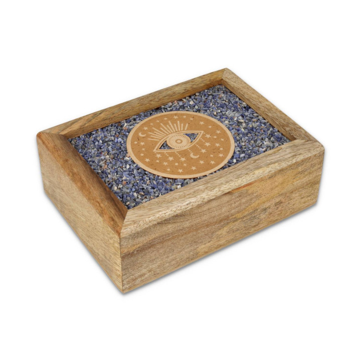 Boîte à bijoux tarot Œil spirituel sodalite bois de manguier