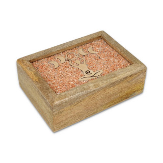 Boîte à bijoux tarot Déesses phases lunaires pierre de lune rose bois de manguier
