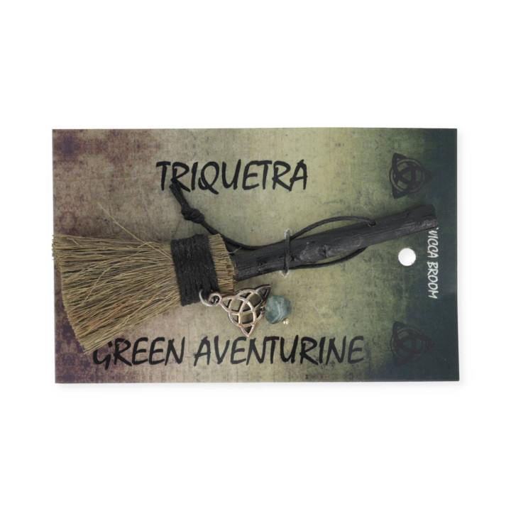 Mini balai Triquetra avec aventurine verte