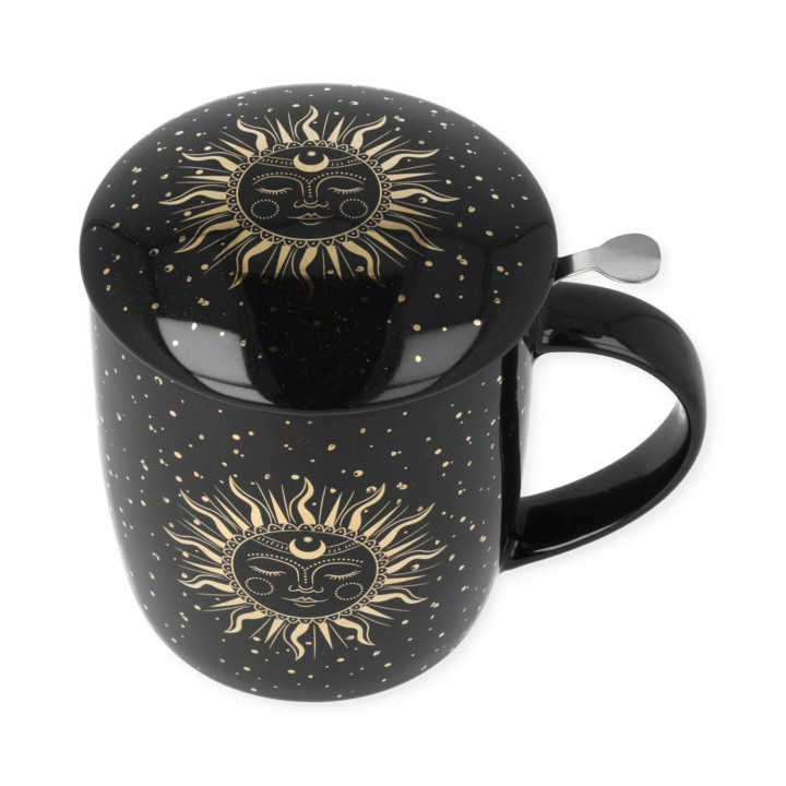 Tasse à thé set Soleil et Lune noir