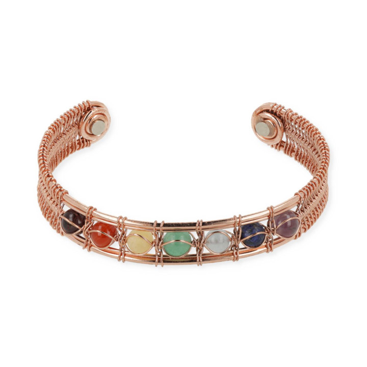 Bracelet magnétique en cuivre avec pierres des chakras
