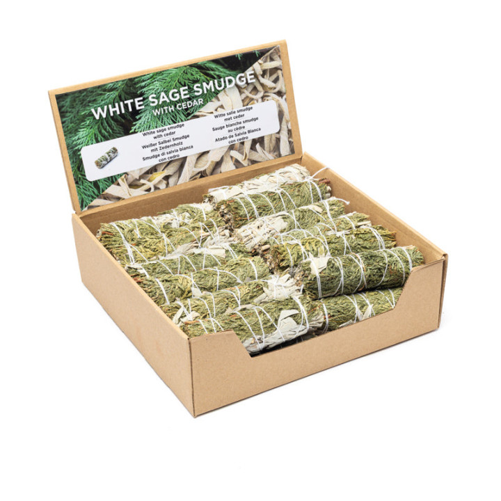 Smudge de Sauge Blanche au cèdre S présentoir
