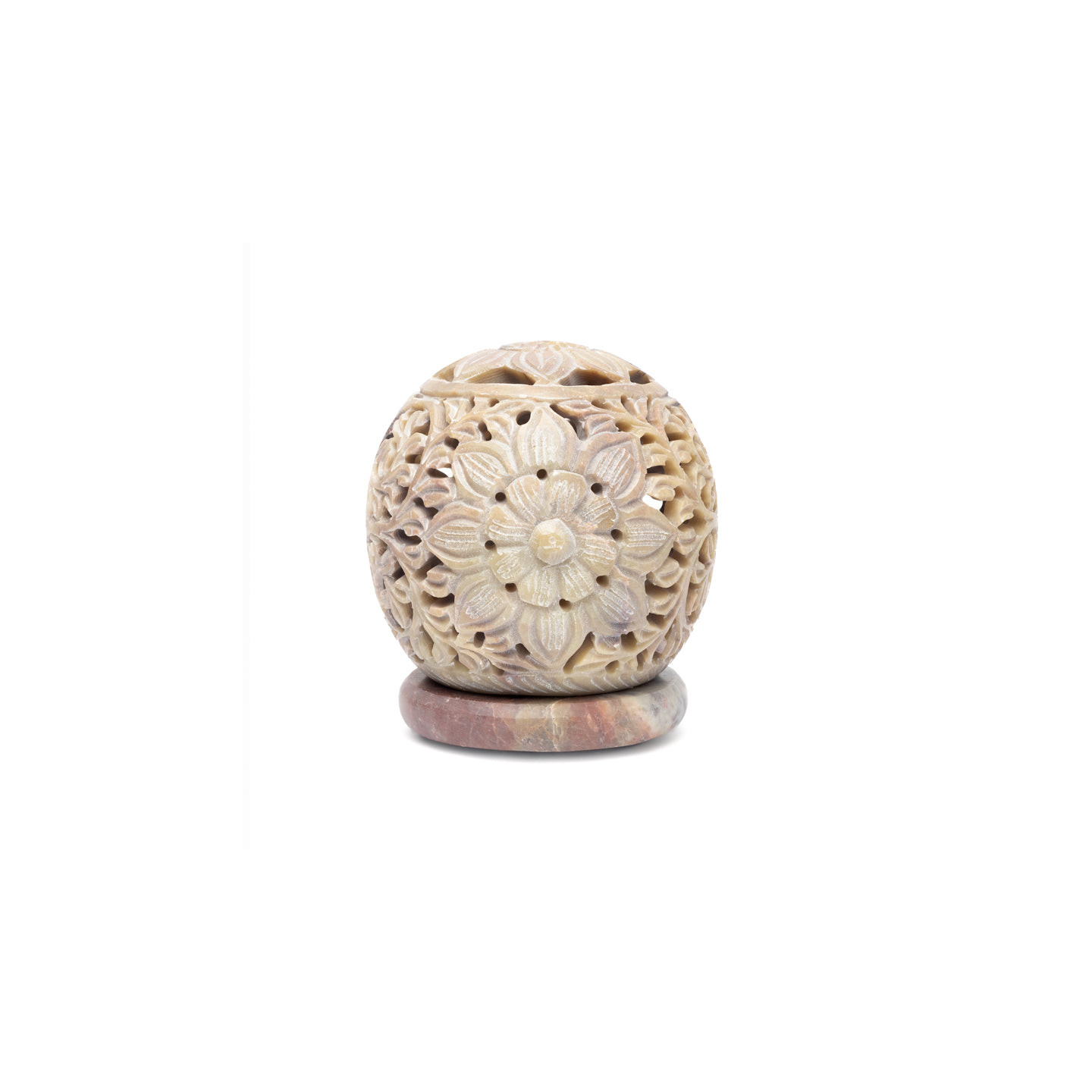 Bougeoir rond pierre à savon fleur