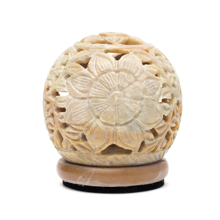 Bougeoir rond pierre à savon fleur