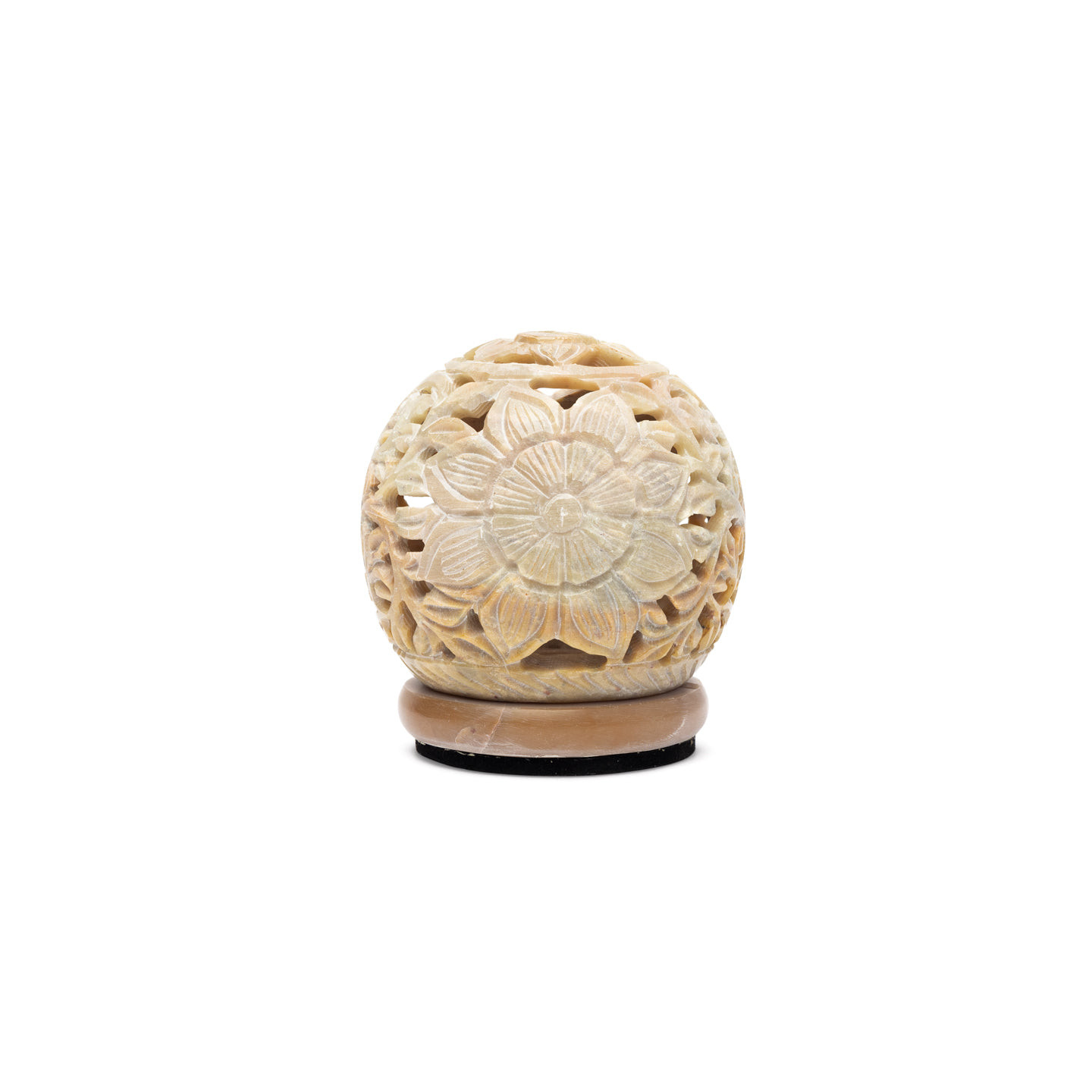 Bougeoir rond pierre à savon fleur