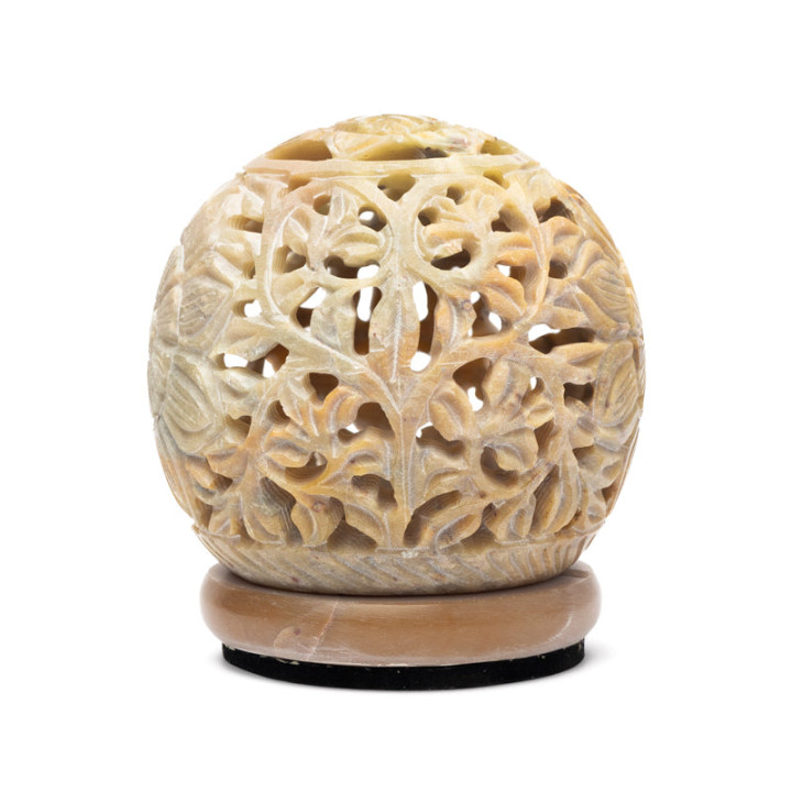 Bougeoir rond pierre à savon fleur