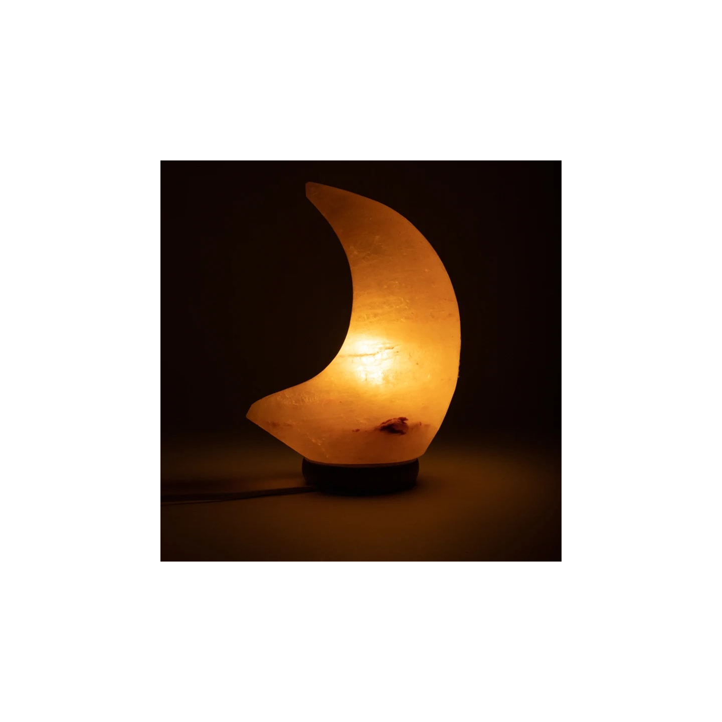 Lampe cristal de sel en forme de lune avec câble et LED
