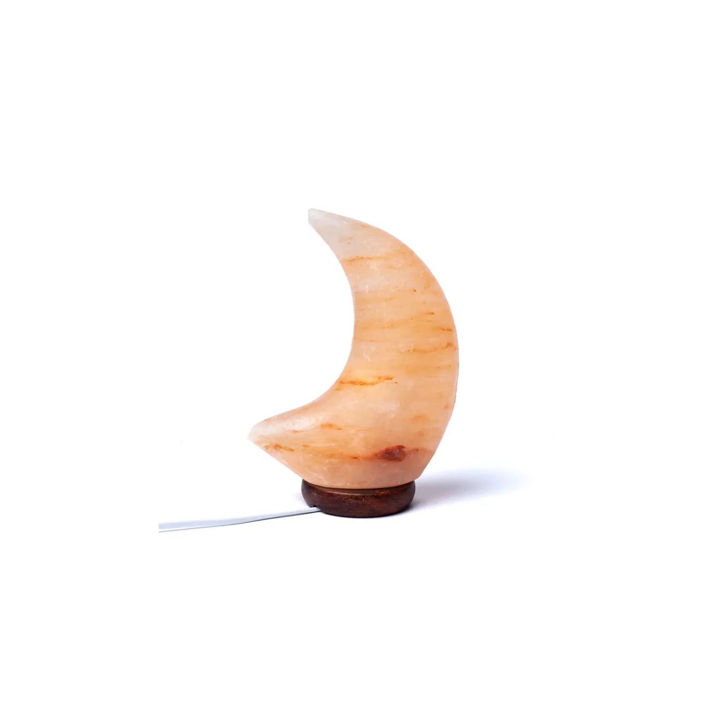 Lampe cristal de sel en forme de lune avec câble et LED