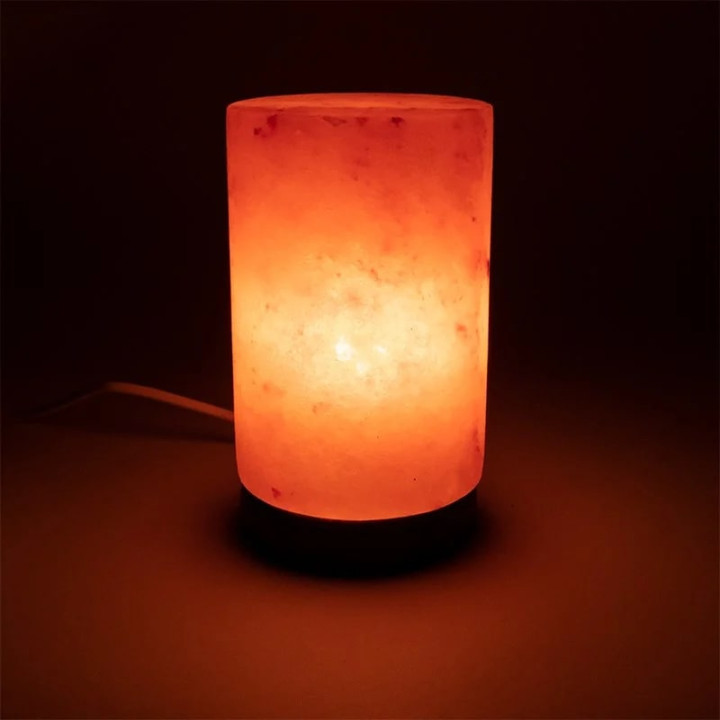 Lampe en cristal de sel cylindre avec câble et LED
