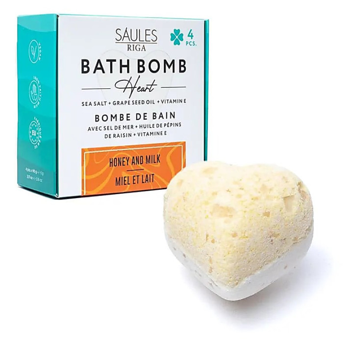 Bombe de bain coeur miel et lait