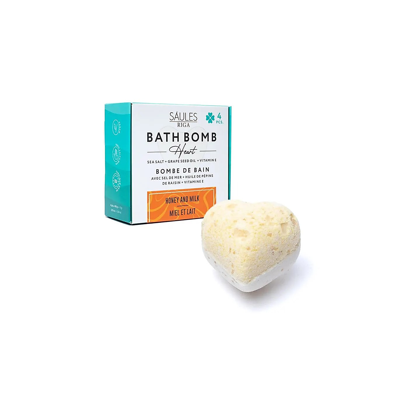 Bombe de bain coeur miel et lait