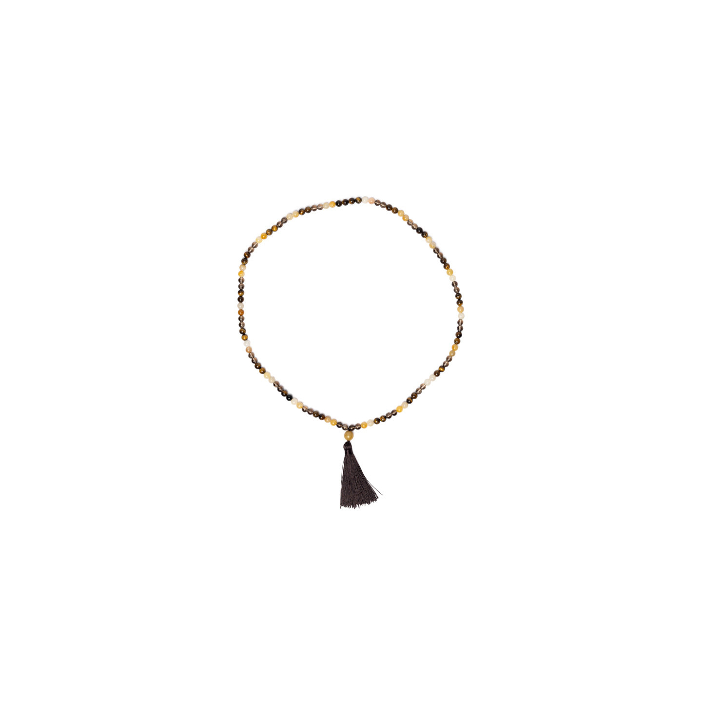 Mala jaspe jaune, œil de tigre & quartz fumé