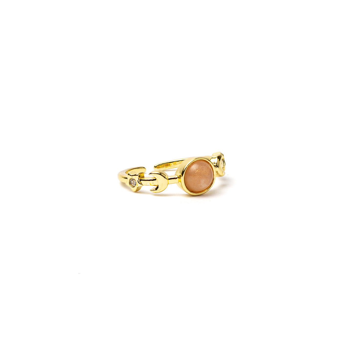 Bague phases de la lune avec pierre de soleil