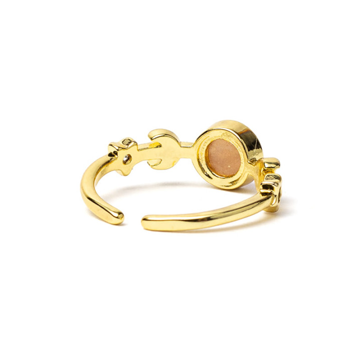 Bague phases de la lune avec pierre de soleil