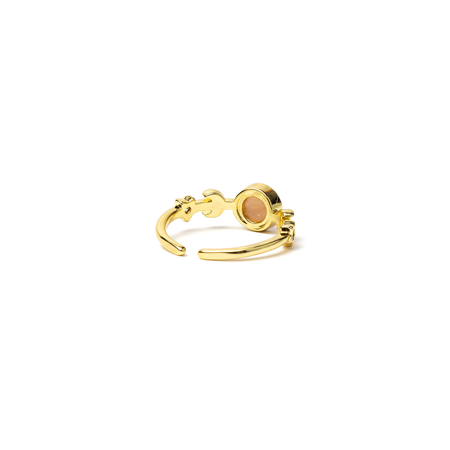Bague phases de la lune avec pierre de soleil