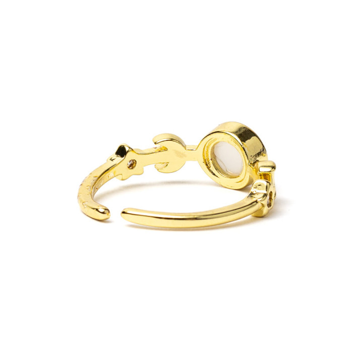 Bague phases de la lune avec agate blanche