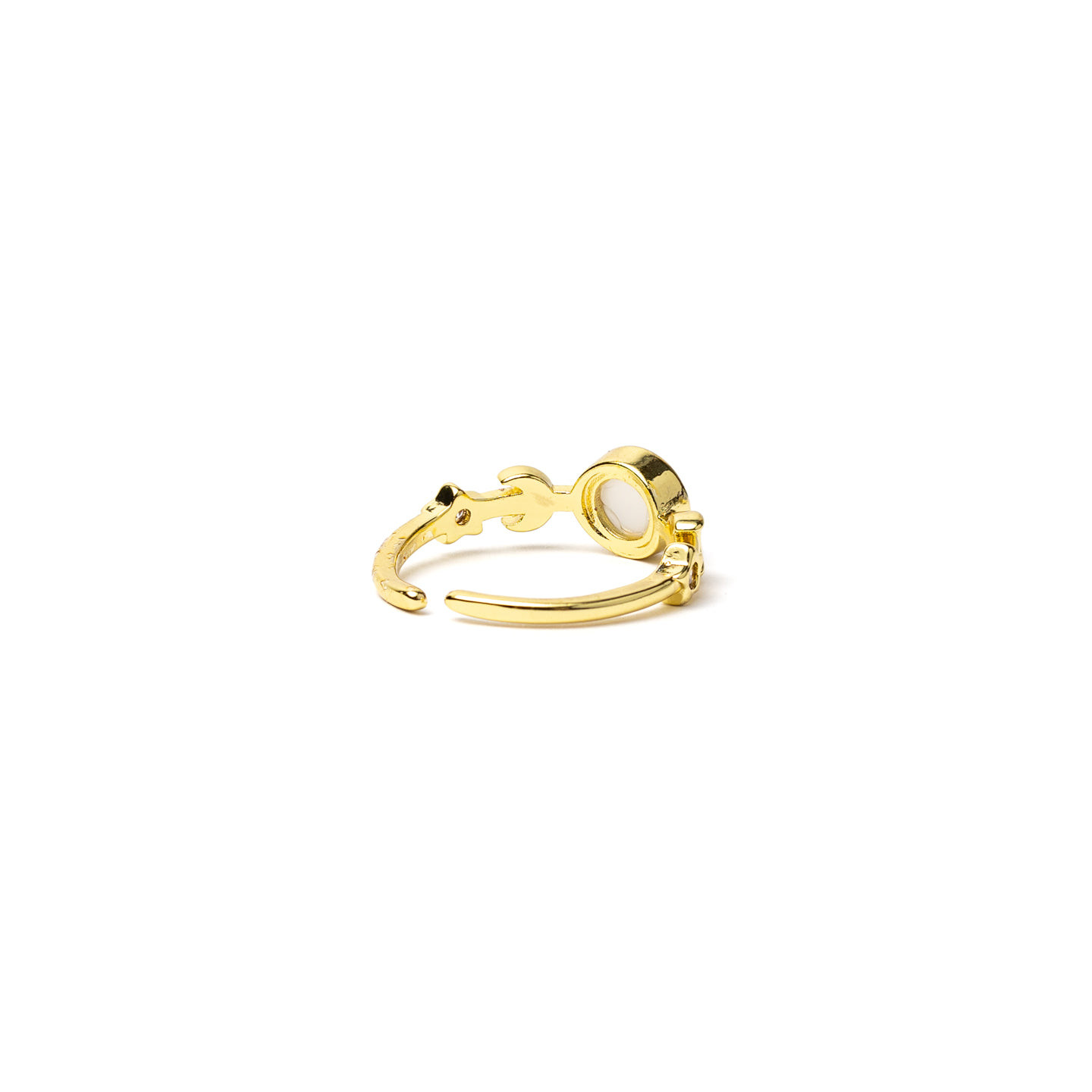 Bague phases de la lune avec agate blanche