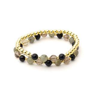 Bracelet pierres précieuses mélangées anthracite avec hématite