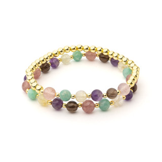 Bracelet pierres précieuses mélangées multicolores avec hématite