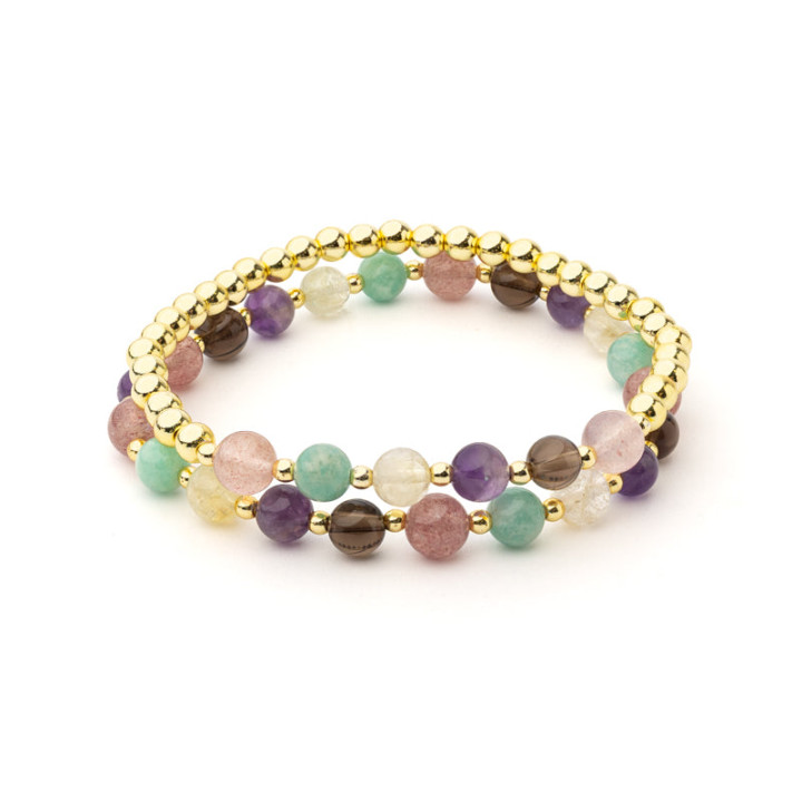 Bracelet pierres précieuses mélangées multicolores avec hématite