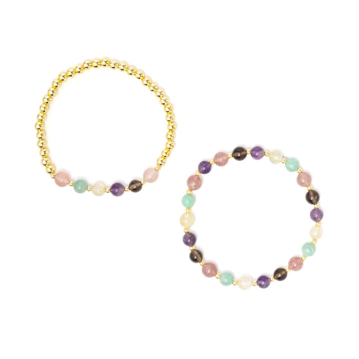 Bracelet pierres précieuses mélangées multicolores avec hématite