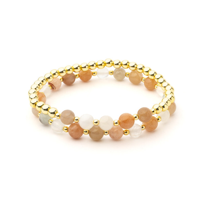 Bracelet pierres précieuses mélangées pastel avec hématite
