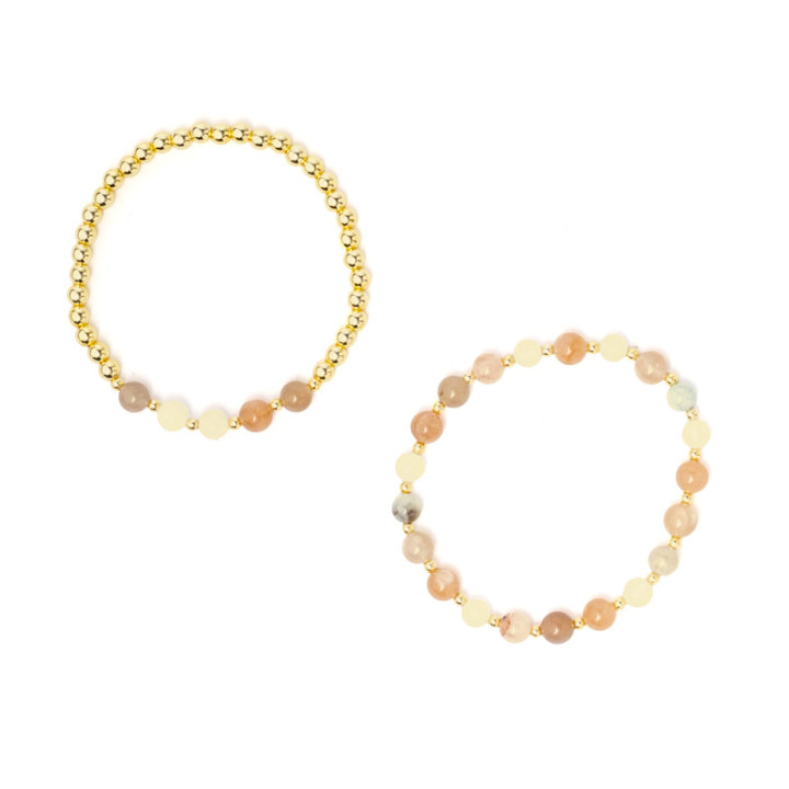Bracelet pierres précieuses mélangées pastel avec hématite