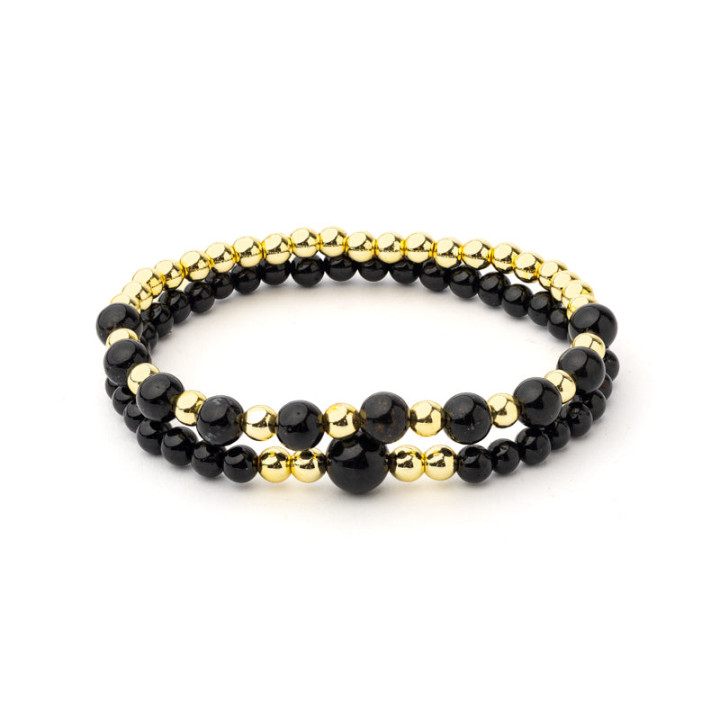 Bracelet tourmaline noire & hématite