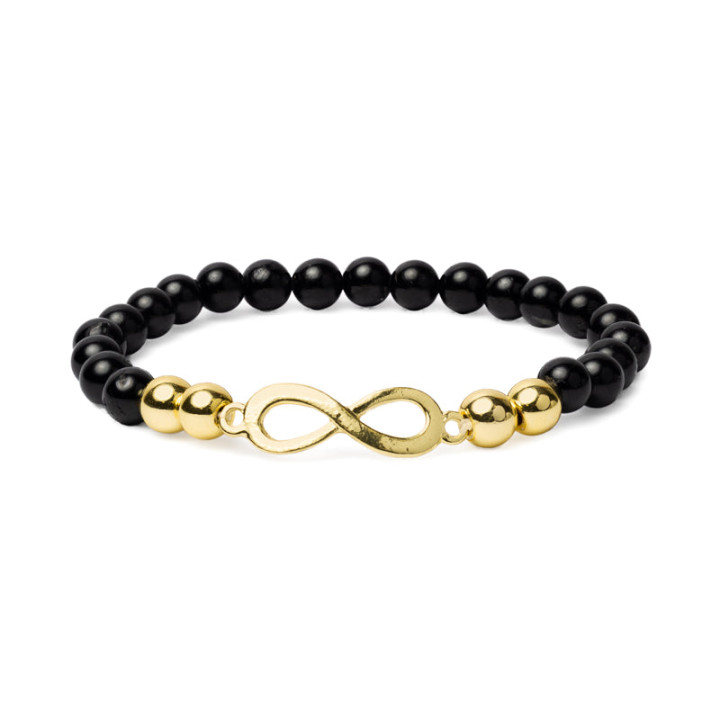 Bracelet tourmaline noire & hématite avec symbole infini