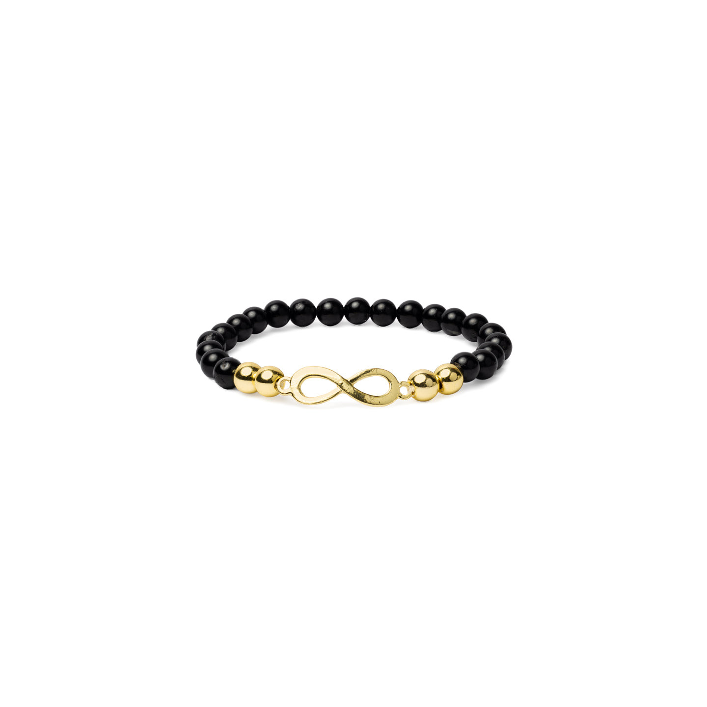 Bracelet tourmaline noire & hématite avec symbole infini