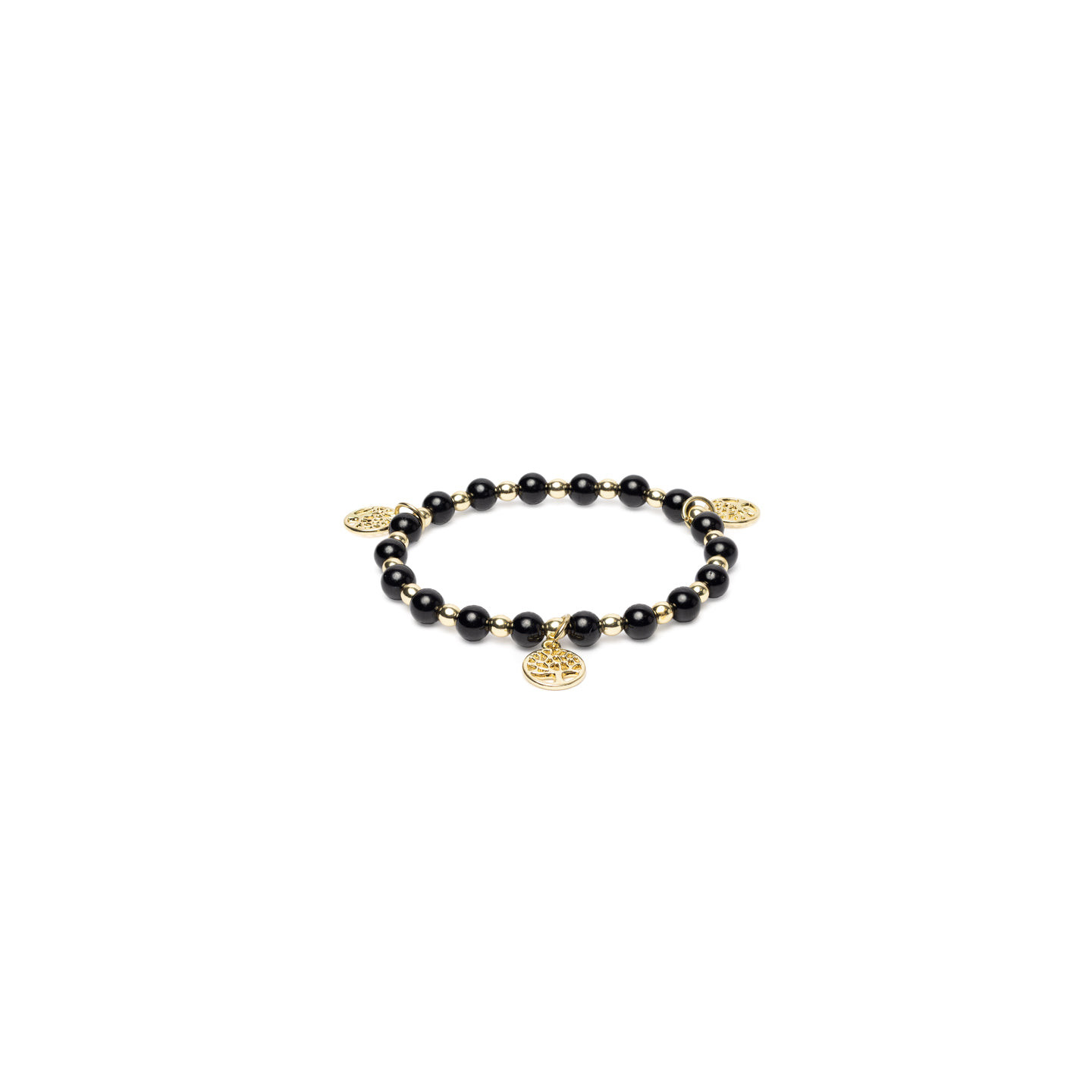 Bracelet tourmaline noire & hématite avec breloques Arbre de Vie