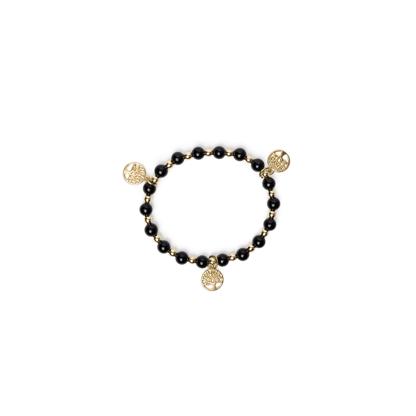 Bracelet tourmaline noire & hématite avec breloques Arbre de Vie