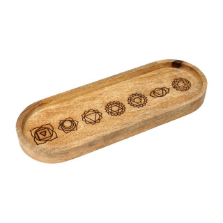 Plateau de Service Ovale 7 Chakras Bois de Manguier