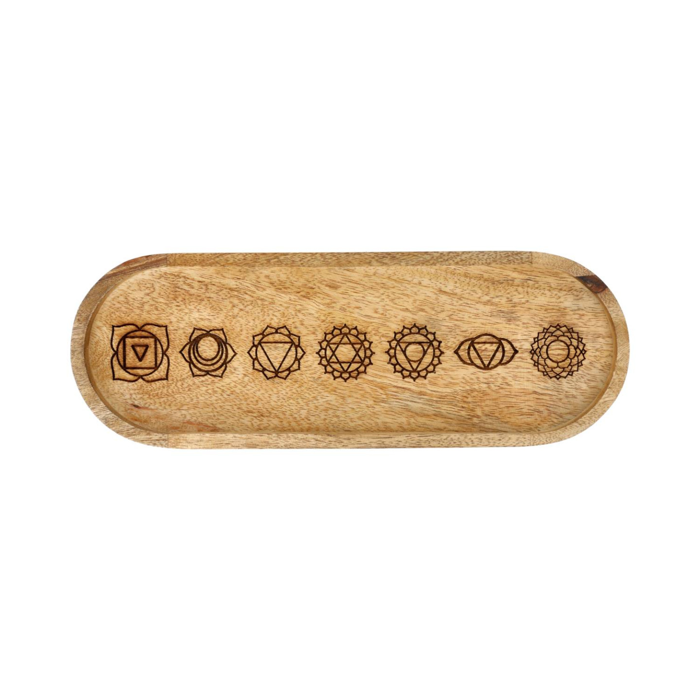 Plateau de Service Ovale 7 Chakras Bois de Manguier