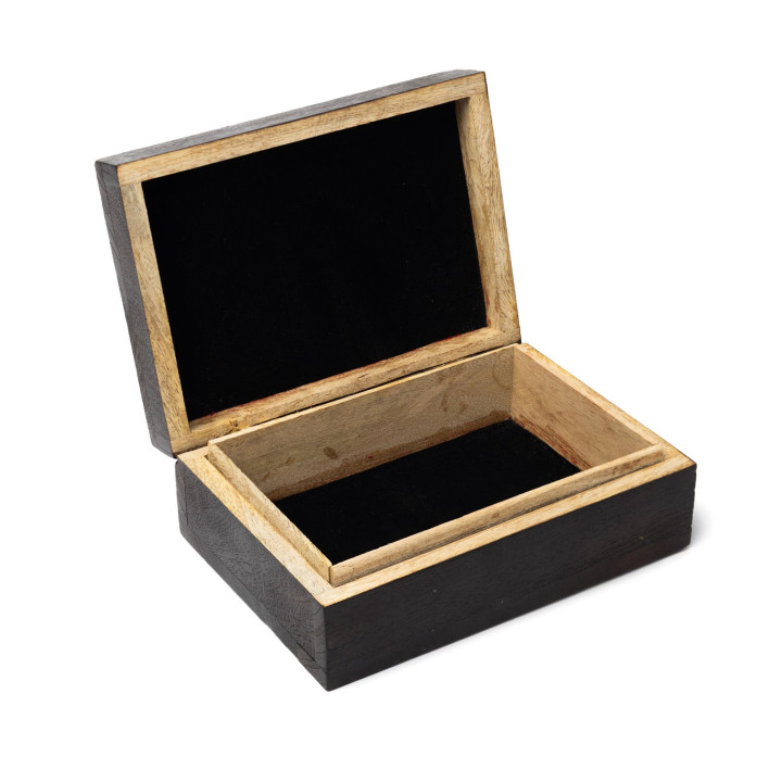 Boîte à Tarot Lune & Soleil Bois de Manguier Noir